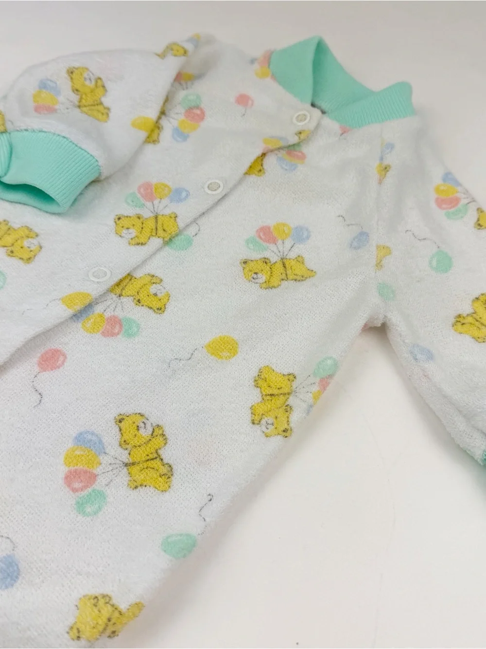 Vintage Playskool Newborn Terry Footed Sleeper Pajamas Bear Balloons USA Made